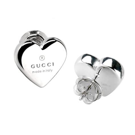 gucci silver heart studs